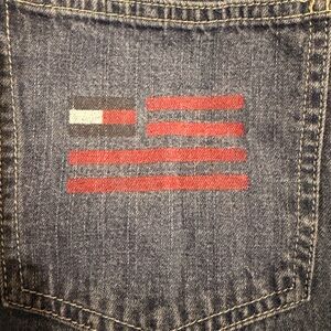 women’s Denim Jeans with Red Flag Detail